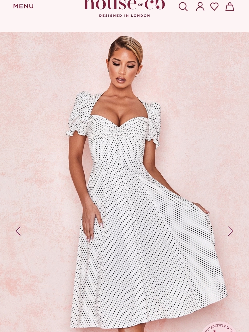 House of CB White Polka Dot Midi ELLERY Dress - Picture 3 of 12